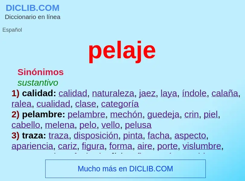 What is pelaje - definition