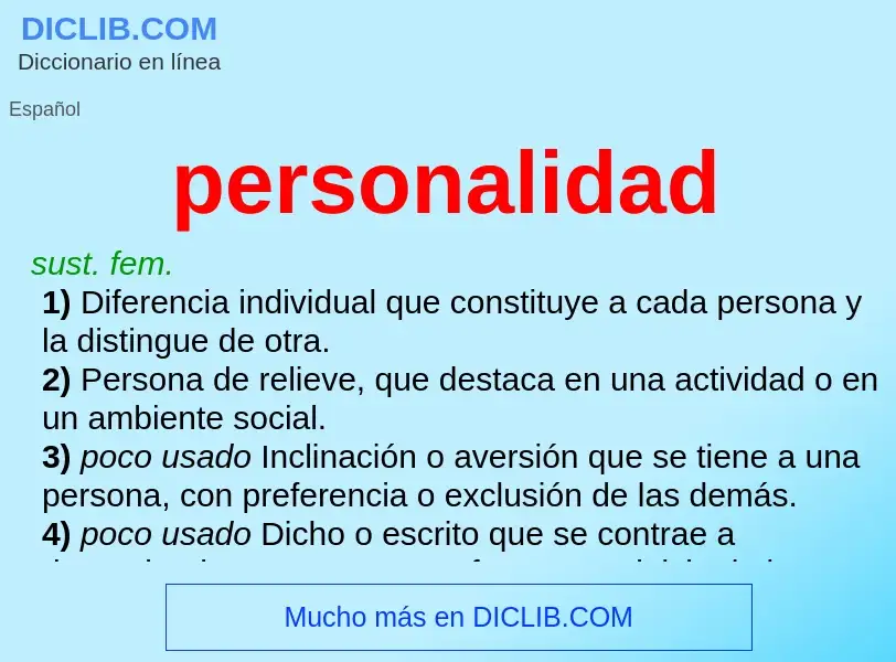 What is personalidad - meaning and definition