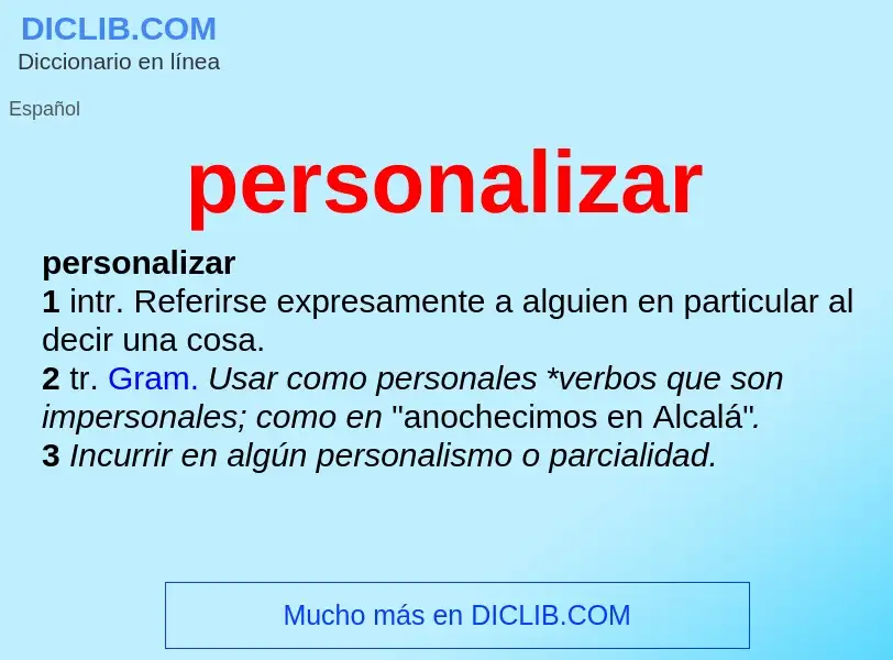 What is personalizar - meaning and definition