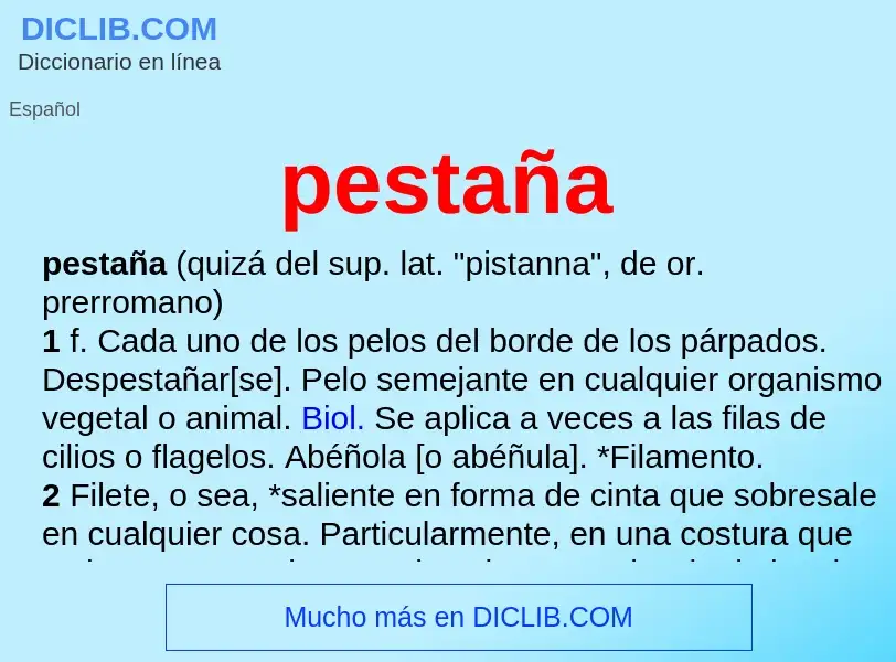 What is pestaña - definition