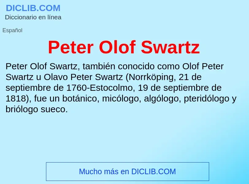 ¿Qué es Peter Olof Swartz? - significado y definición