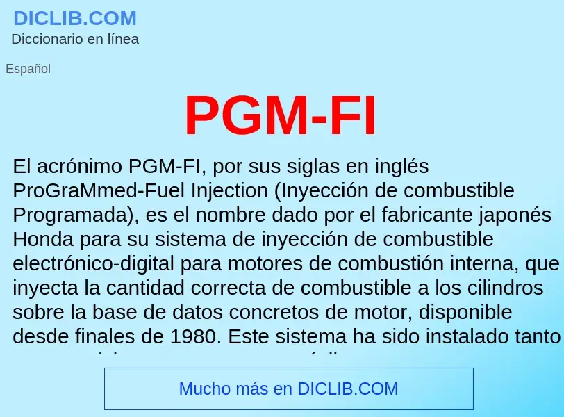 What is PGM-FI - definition