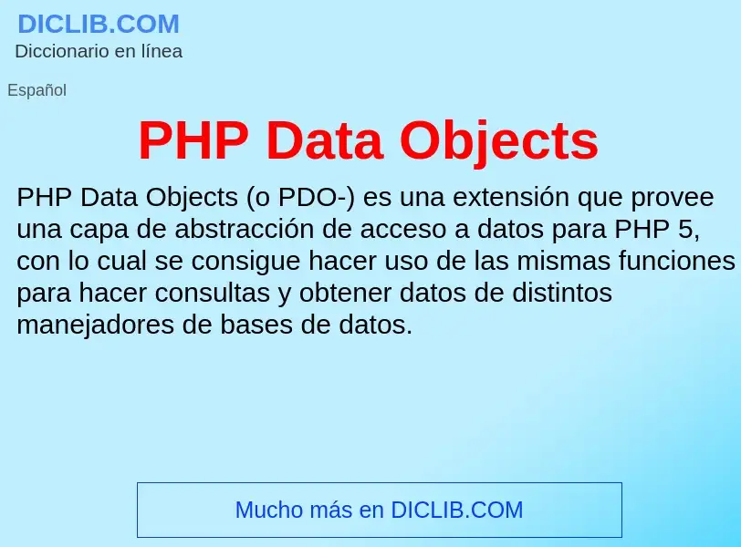 Che cos'è PHP Data Objects - definizione