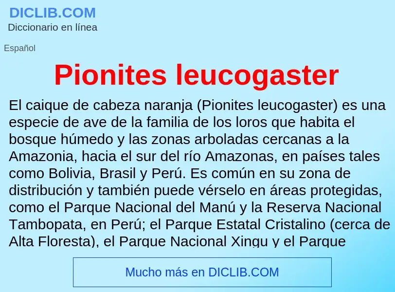 O que é Pionites leucogaster - definição, significado, conceito