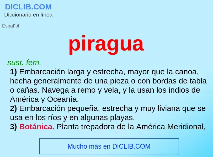 What is piragua - meaning and definition