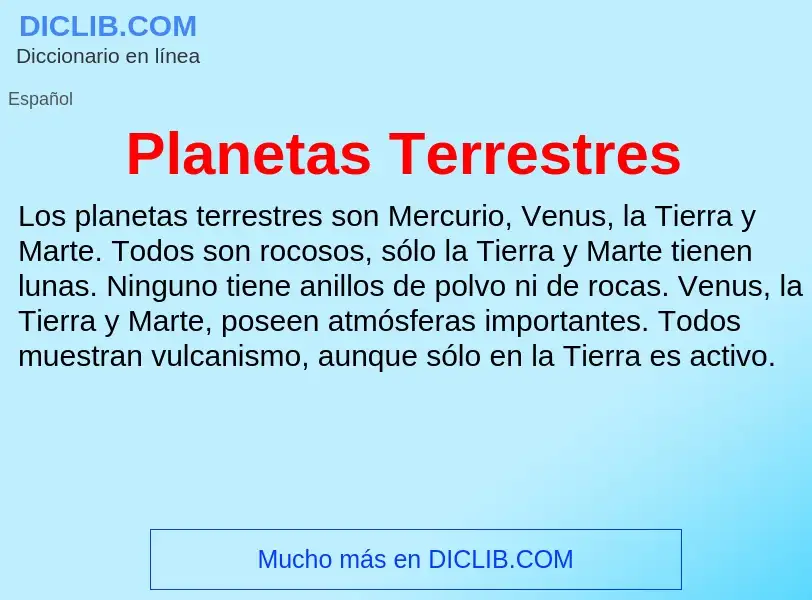 ¿Qué es Planetas Terrestres? - significado y definición