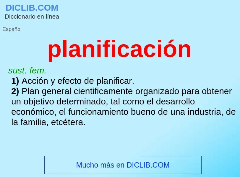 What is planificación - definition