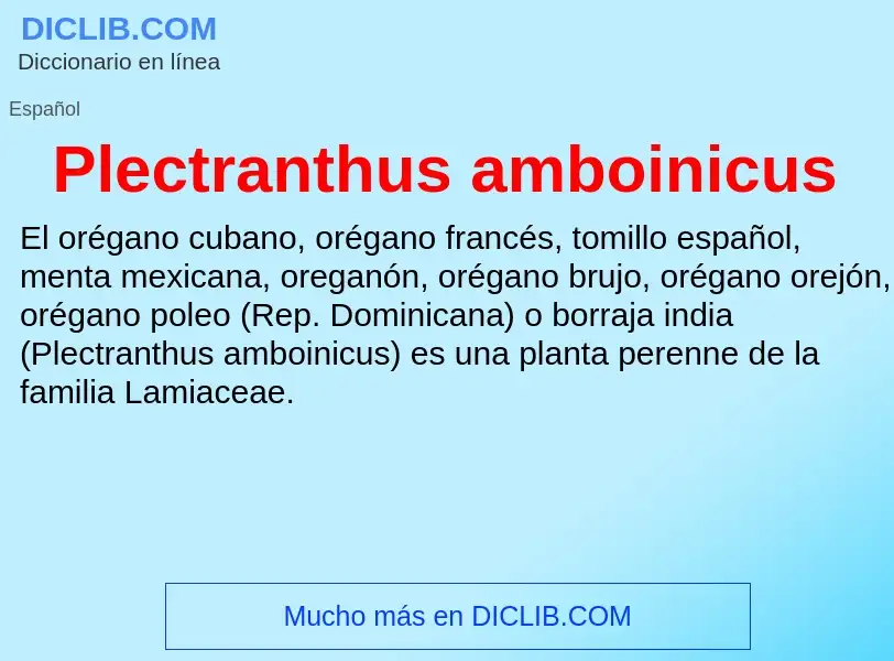 O que é Plectranthus amboinicus - definição, significado, conceito