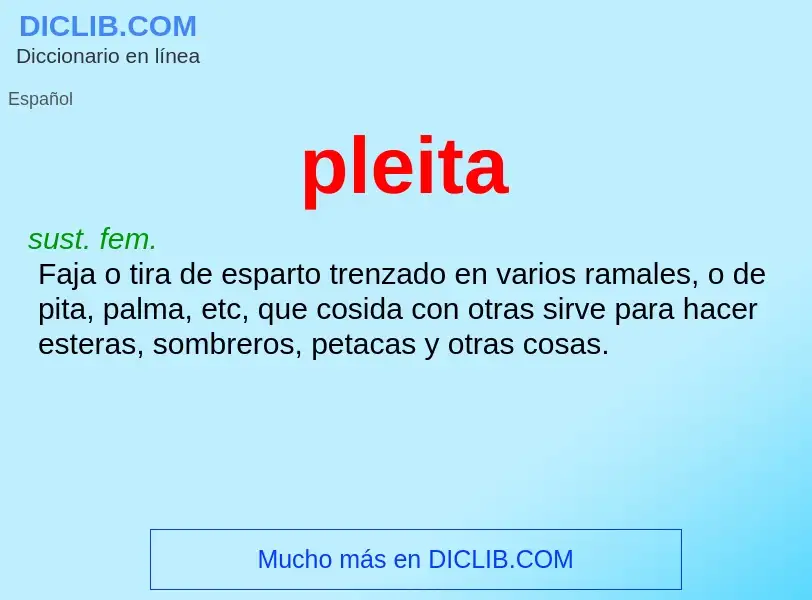 What is pleita - meaning and definition