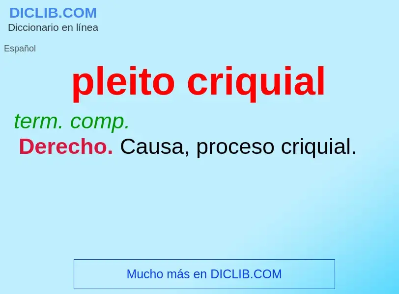 Was ist pleito criquial - Definition