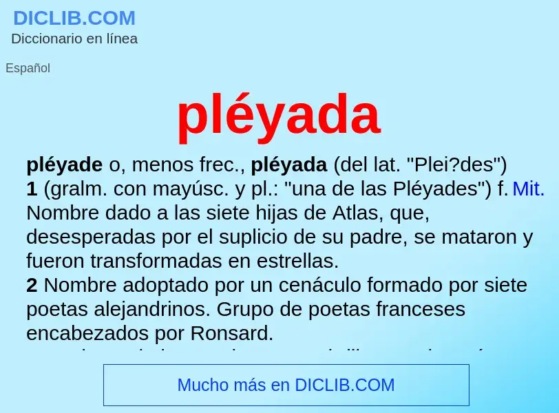 ¿Qué es pléyada? - significado y definición