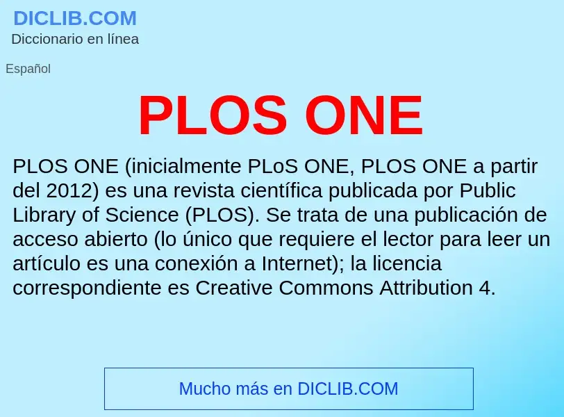 ¿Qué es PLOS ONE? - significado y definición