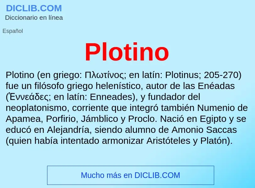 ¿Qué es Plotino? - significado y definición