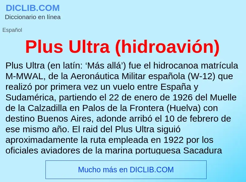 What is Plus Ultra (hidroavión) - meaning and definition