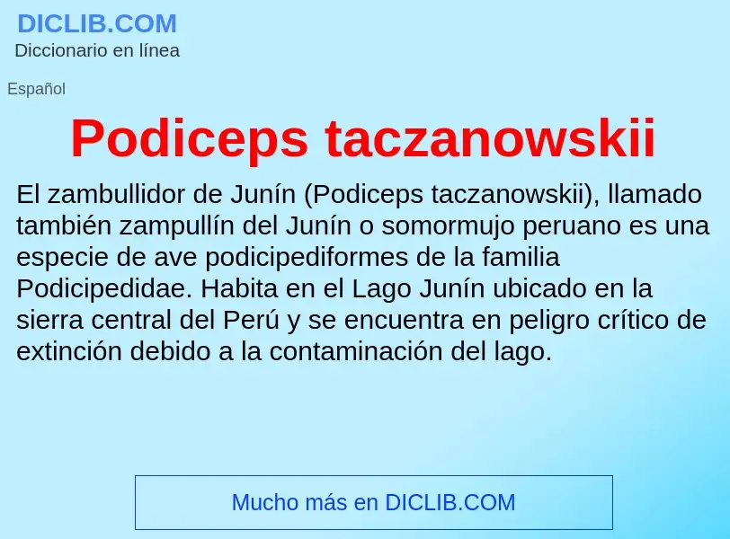 O que é Podiceps taczanowskii - definição, significado, conceito