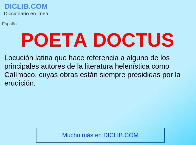 ¿Qué es POETA DOCTUS? - significado y definición