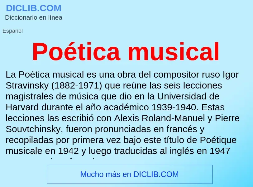 Che cos'è Poética musical - definizione