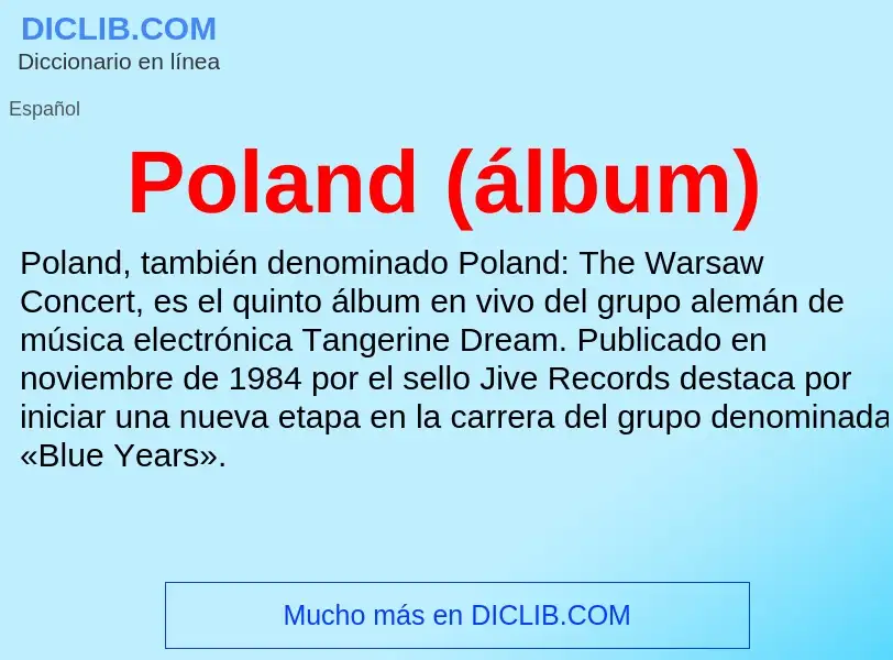 ¿Qué es Poland (álbum)? - significado y definición