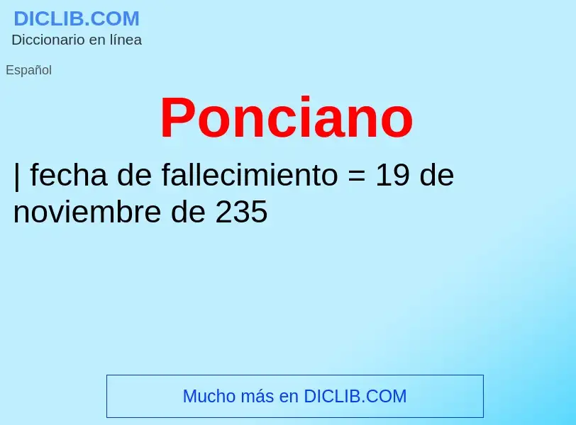 ¿Qué es Ponciano? - significado y definición