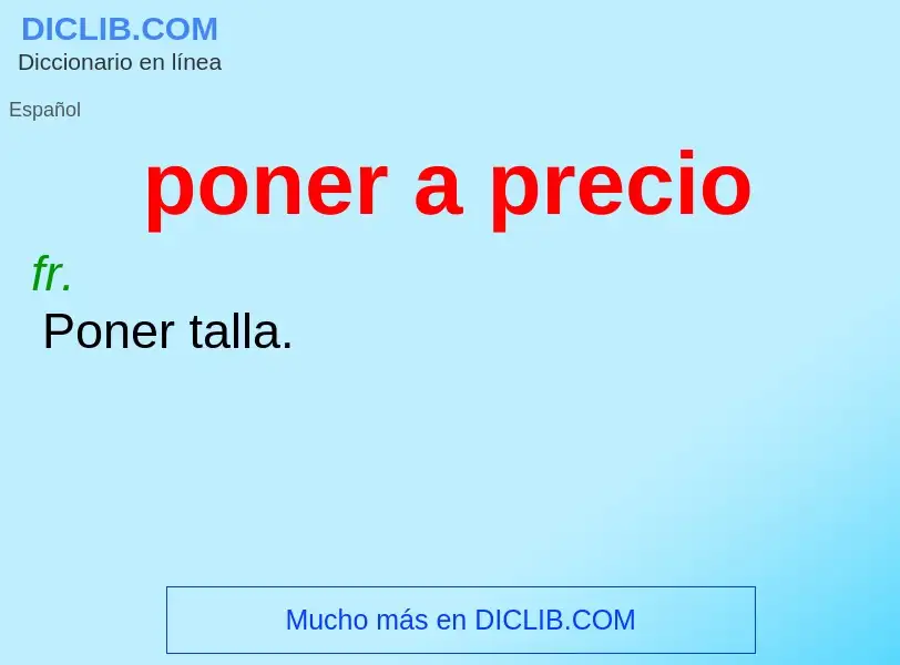 What is poner a precio - definition