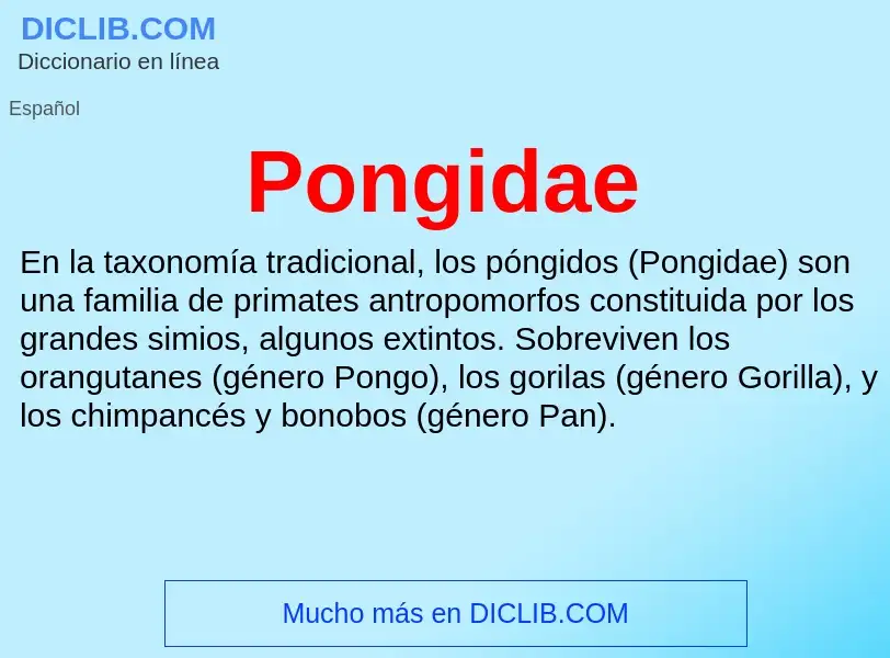 ¿Qué es Pongidae? - significado y definición