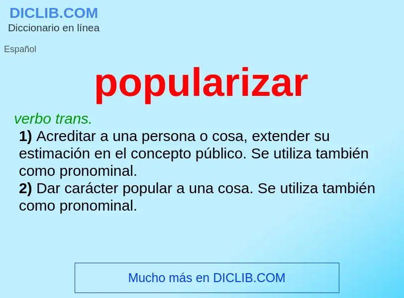 What is popularizar - meaning and definition