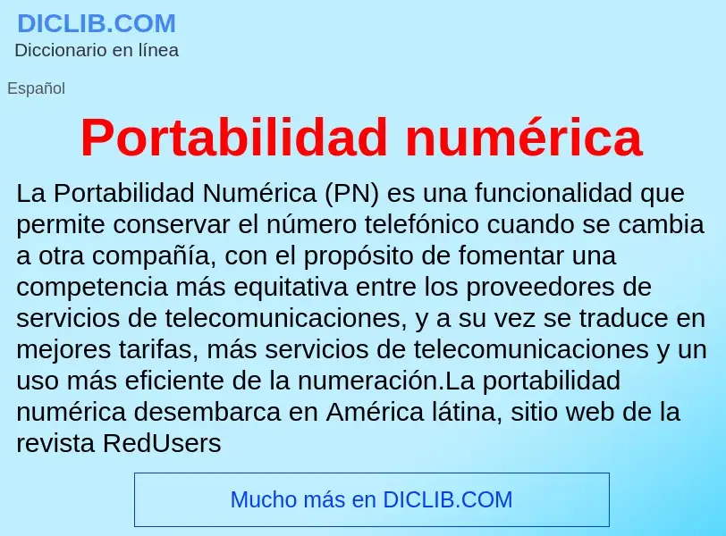 ¿Qué es Portabilidad numérica? - significado y definición