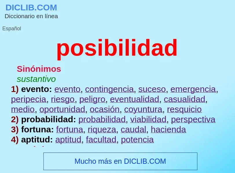 What is posibilidad - meaning and definition