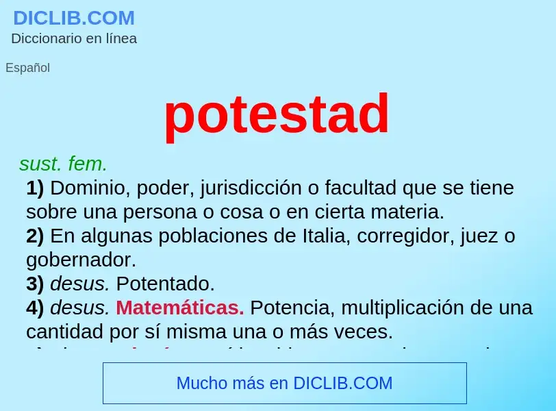 O que é potestad - definição, significado, conceito