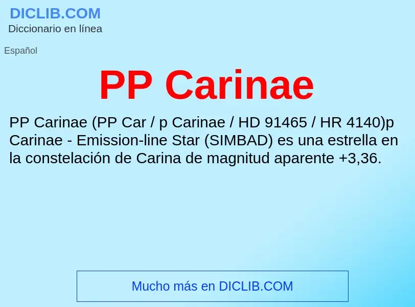 ¿Qué es PP Carinae? - significado y definición