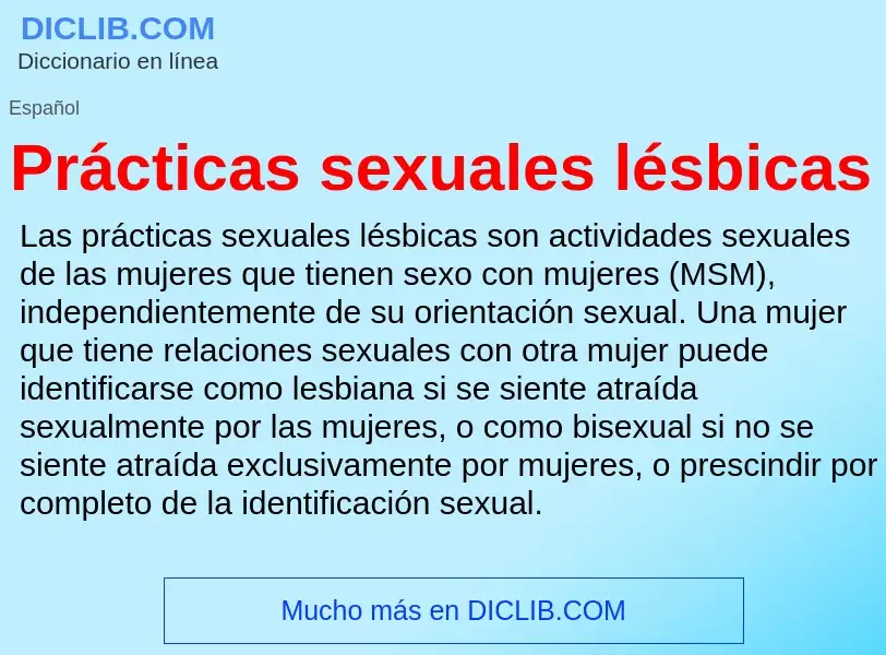 ¿Qué es Prácticas sexuales lésbicas? - significado y definición