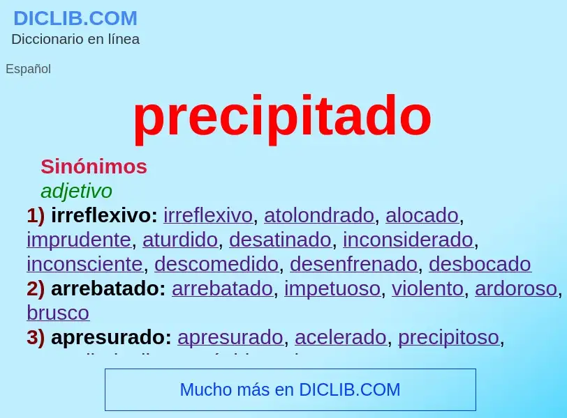 ¿Qué es precipitado? - significado y definición