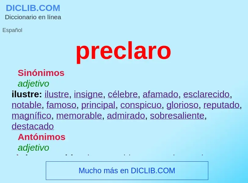 Wat is preclaro - definition