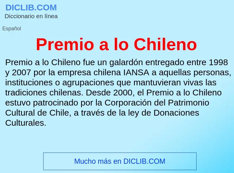 What is Premio a lo Chileno - meaning and definition