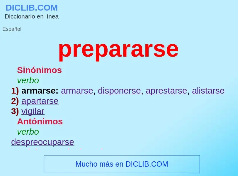 What is prepararse - definition