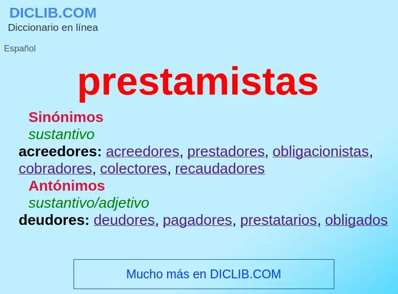 ¿Qué es prestamistas? - significado y definición