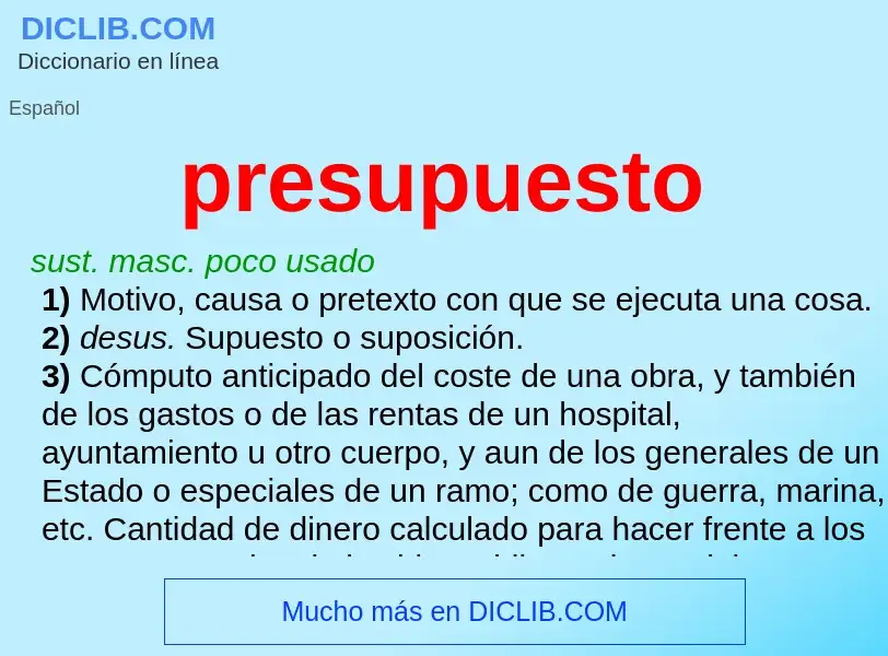 O que é presupuesto - definição, significado, conceito