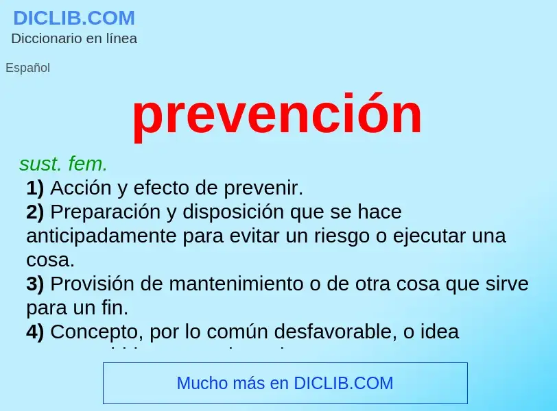 What is prevención - definition