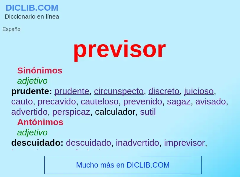 ¿Qué es previsor? - significado y definición