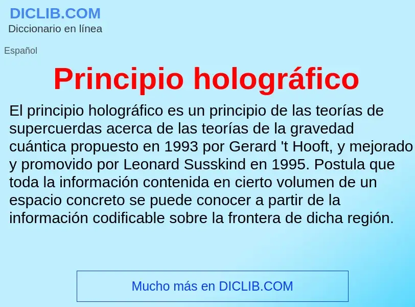 ¿Qué es Principio holográfico? - significado y definición