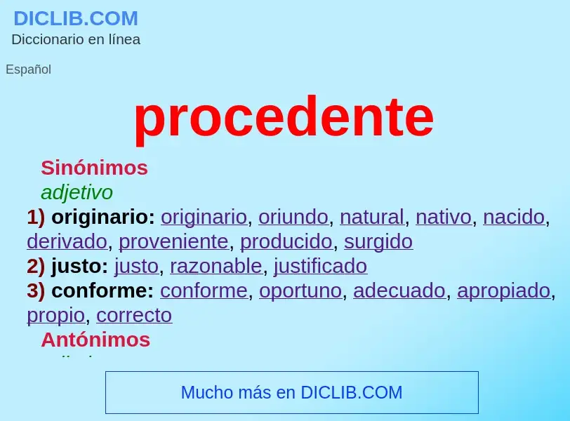 What is procedente - meaning and definition