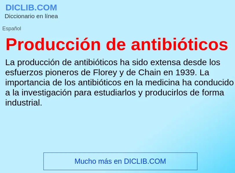 ¿Qué es Producción de antibióticos? - significado y definición