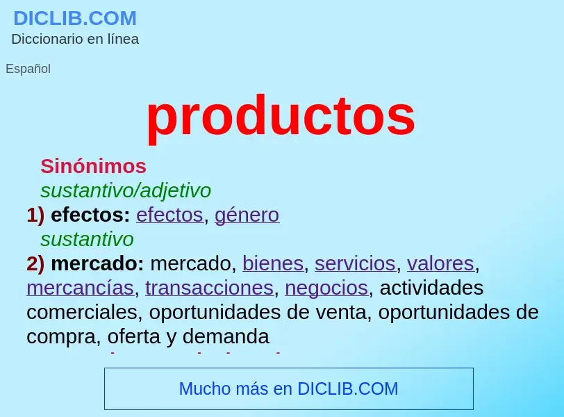 Was ist productos - Definition