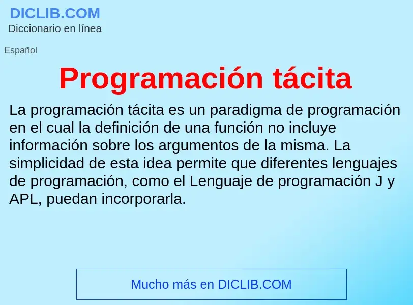 ¿Qué es Programación tácita? - significado y definición