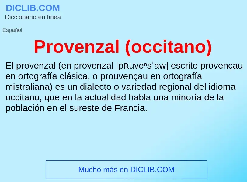 ¿Qué es Provenzal (occitano)? - significado y definición