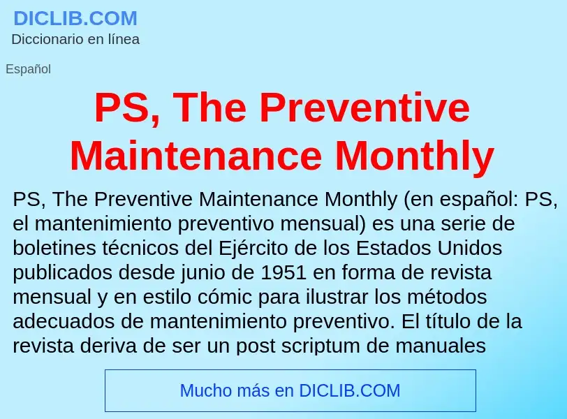 Что такое PS, The Preventive Maintenance Monthly - определение