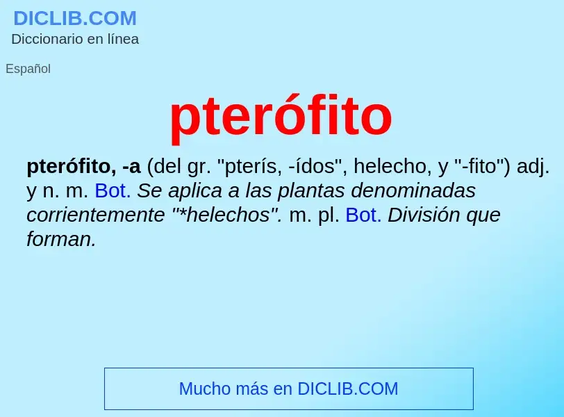 ¿Qué es pterófito? - significado y definición