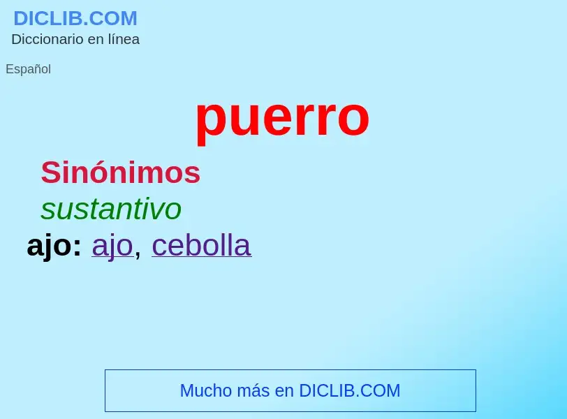 What is puerro - meaning and definition