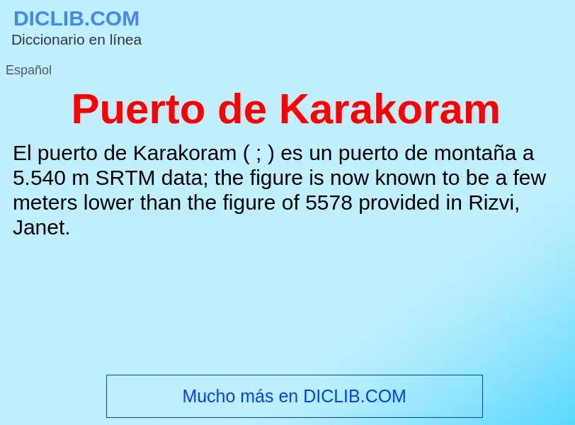 ¿Qué es Puerto de Karakoram? - significado y definición