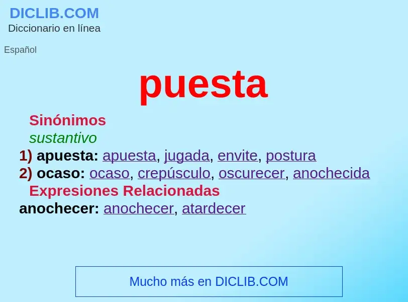 What is puesta - definition